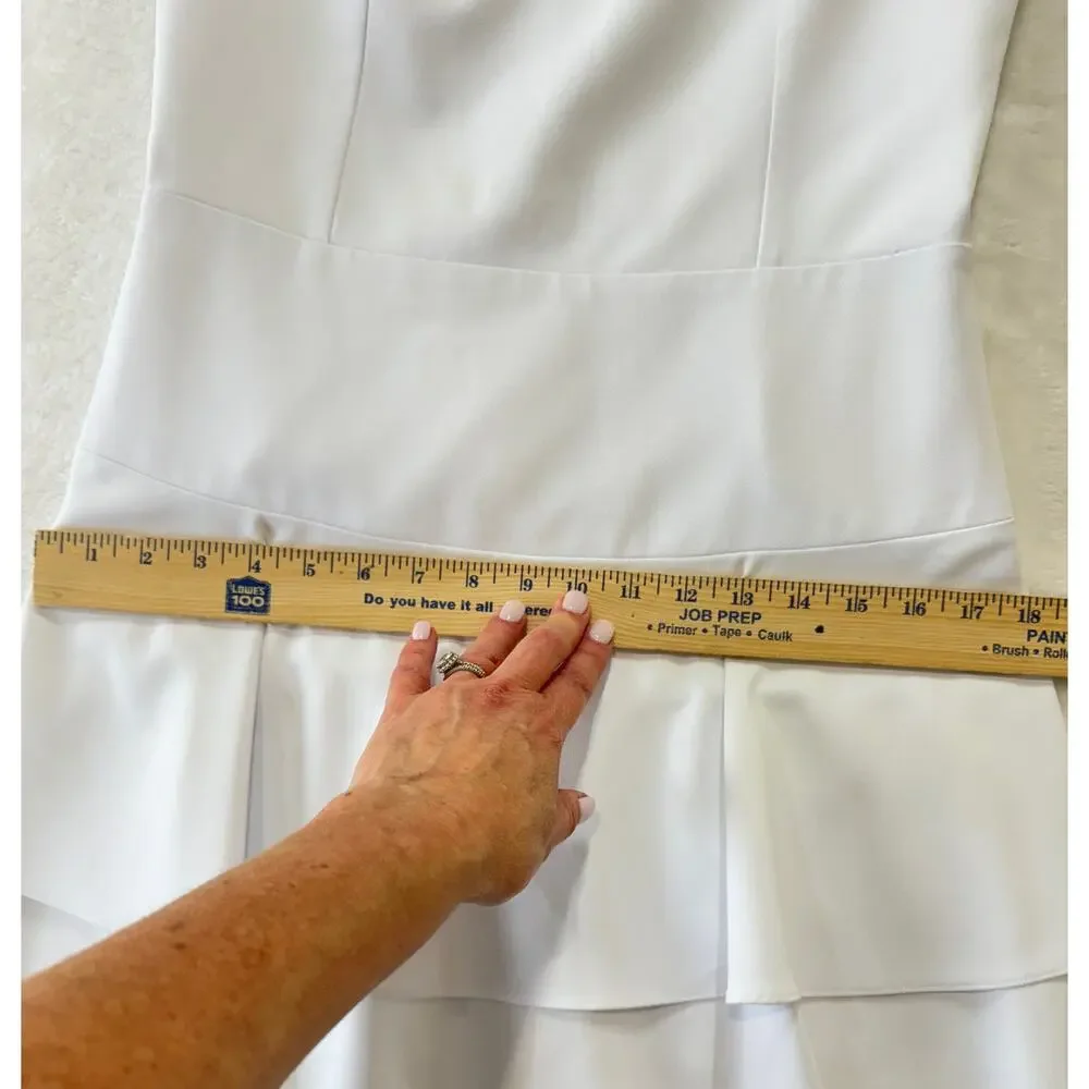 Alice + Olivia Brinda Ruffled Hem Dress Womens 10 White Fit and Flare Cocktail - Picture 10 of 13